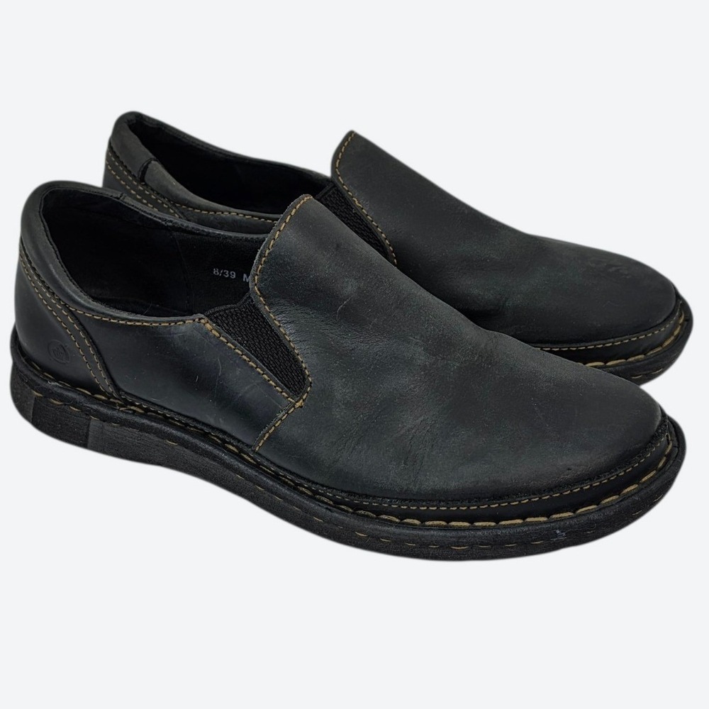 Born Gorpcore Minimalist Leather Slip On Loafers 8 EU 39 Workwear Casual Black